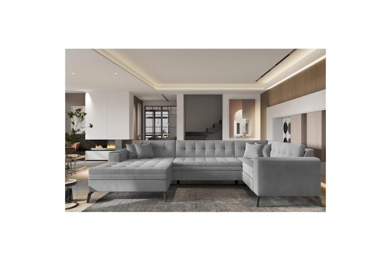 Seksjon Eltap Montez 340x180x93 cm - Nube 3, Lys Grå, Venstre - Møbler - Sofaer - Sovesofaer