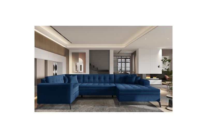 Seksjon Eltap Montez 340x180x93 cm - Nube 40, Blå, Høyre - Møbler - Sofaer - Sovesofaer