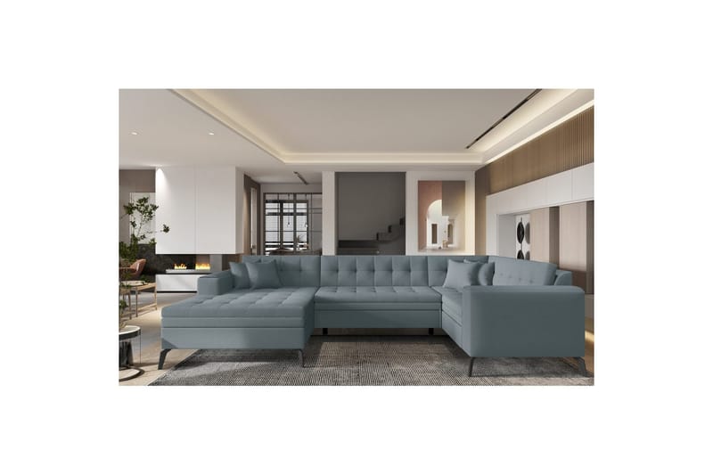 Seksjon Eltap Montez 340x180x93 cm - Savoi 100, Grå, Venstre - Møbler - Sofaer - Sovesofaer
