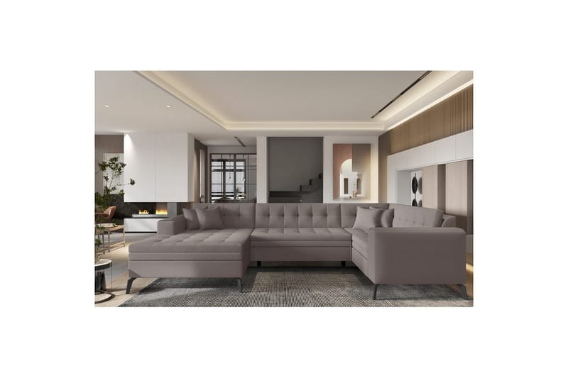 Seksjon Eltap Montez 340x180x93 cm - Savoi 7, Beige, Venstre - Møbler - Sofaer - Sovesofaer
