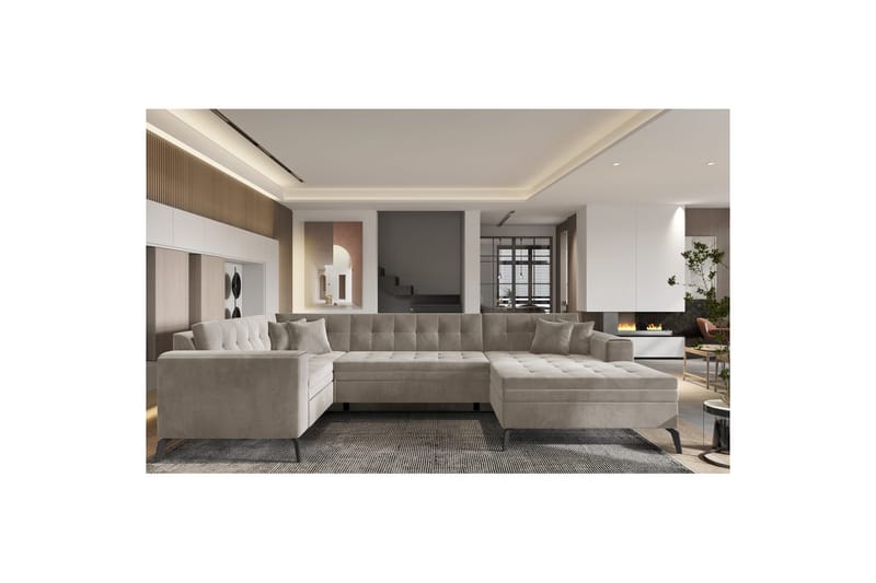 Seksjon Eltap Montez 340x180x93 cm - Sola 18, Beige, Høyre - Møbler - Sofaer - Sovesofaer