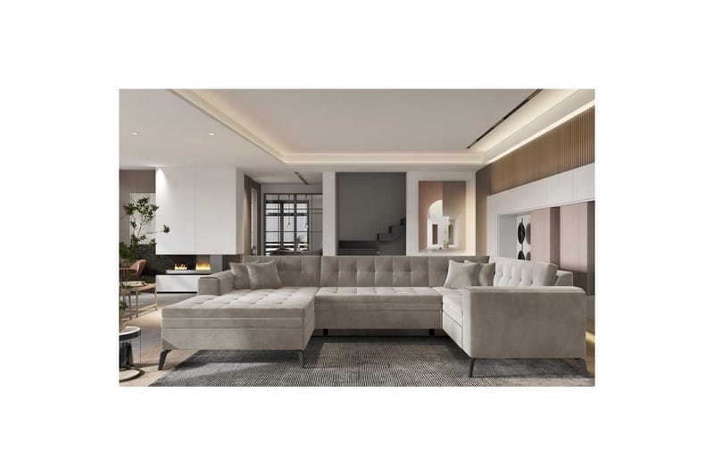 Seksjon Eltap Montez 340x180x93 cm - Sola 18, Beige, Venstre - Møbler - Sofaer - Sovesofaer