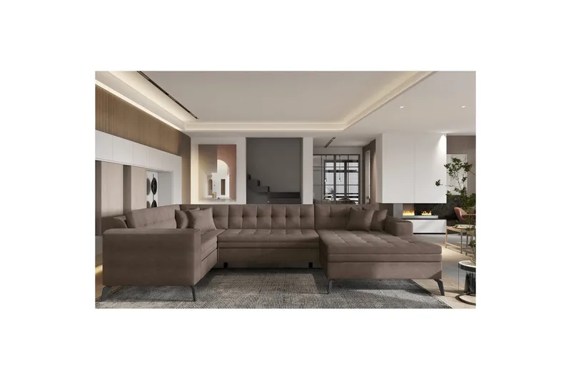 Seksjon Eltap Montez 340x180x93 cm - Poco 22, Brun, Høyre - Møbler - Sofaer - Sovesofaer