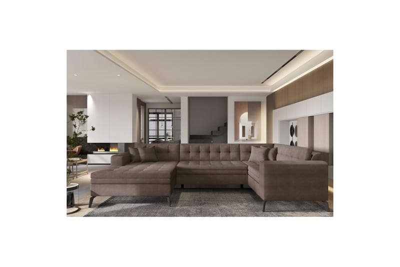 Seksjon Eltap Montez 340x180x93 cm - Poco 22, Brun, Venstre - Møbler - Sofaer - Sovesofaer