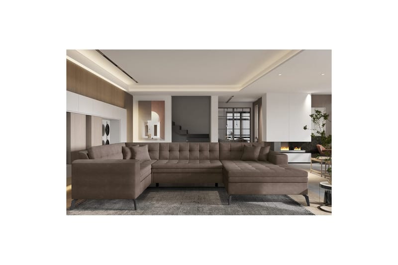 Seksjon Eltap Montez 340x180x93 cm - Poco 22, Brun, Høyre - Møbler - Sofaer - Sovesofaer