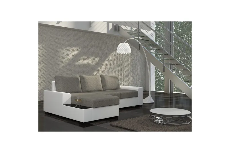 Seksjon Eltap Negro 245x165x90 cm - Berlin 01, Myk 17, Grå, Hvit, Venstre - Møbler - Sofaer - Sovesofaer