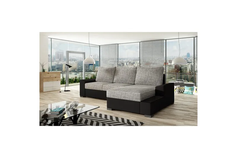 Seksjon Eltap Negro 245x165x90 cm, Berlin 01, Soft 11, Grå, Svart, Høyre