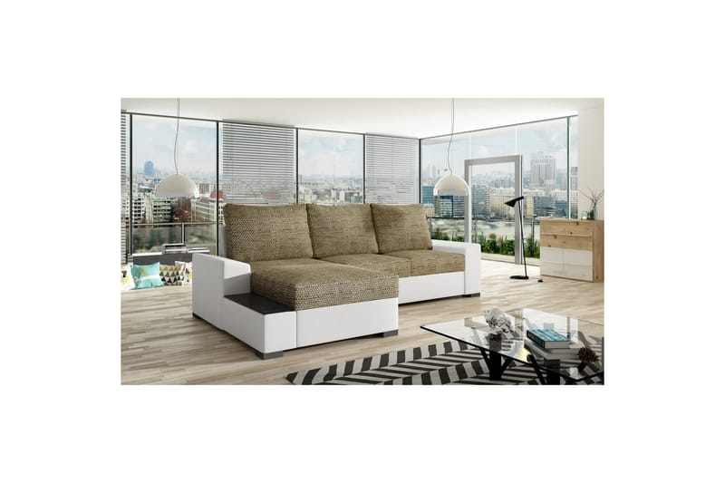 Seksjon Eltap Negro 245x165x90 cm - Berlin 03, Myk 17, Beige, Hvit, Venstre - Møbler - Sofaer - Sovesofaer
