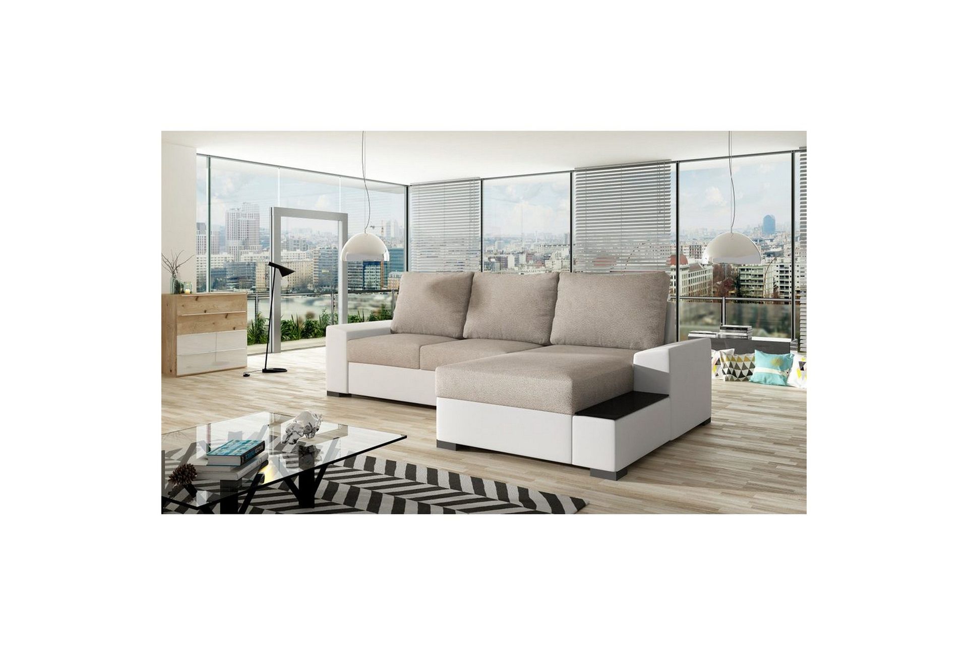 Seksjon Eltap Negro 245x165x90 cm - Dora 21, Soft 17, Beige, Hvit, Høyre