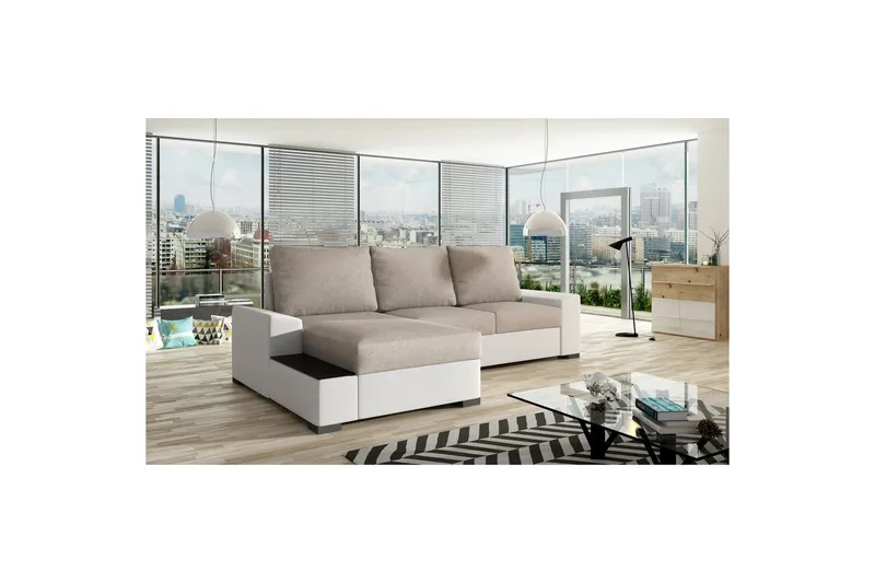 Seksjon Eltap Negro 245x165x90 cm - Dora 21, Soft 17, Beige, Hvit, Venstre - Møbler - Sofaer - Sovesofaer