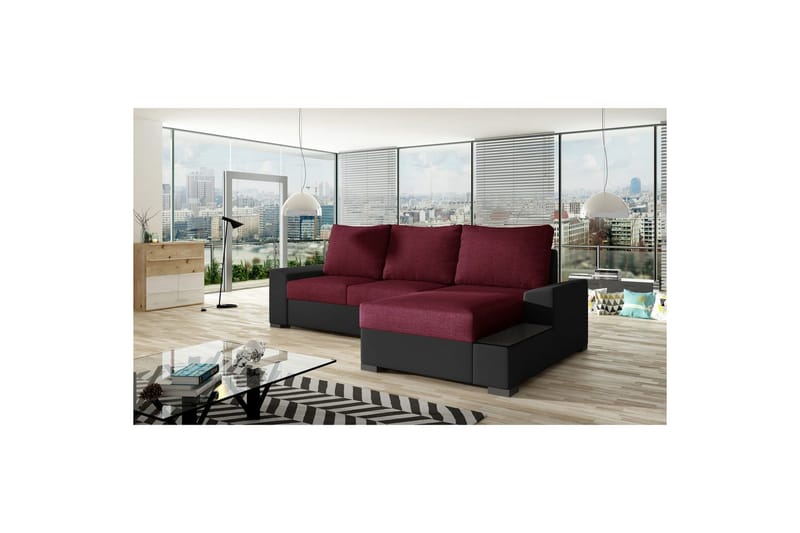 Seksjon Eltap Negro 245x165x90 cm - Malmo 63, Soft 11, Rød, Svart, Høyre - Møbler - Sofaer - Sovesofaer