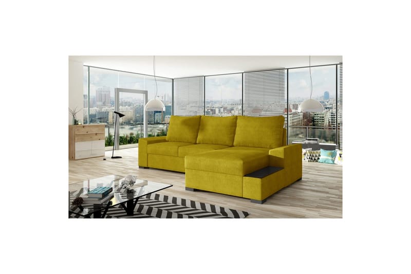 Seksjon Eltap Negro 245x165x90 cm - Omega 68, Gul, Høyre - Møbler - Sofaer - Sovesofaer