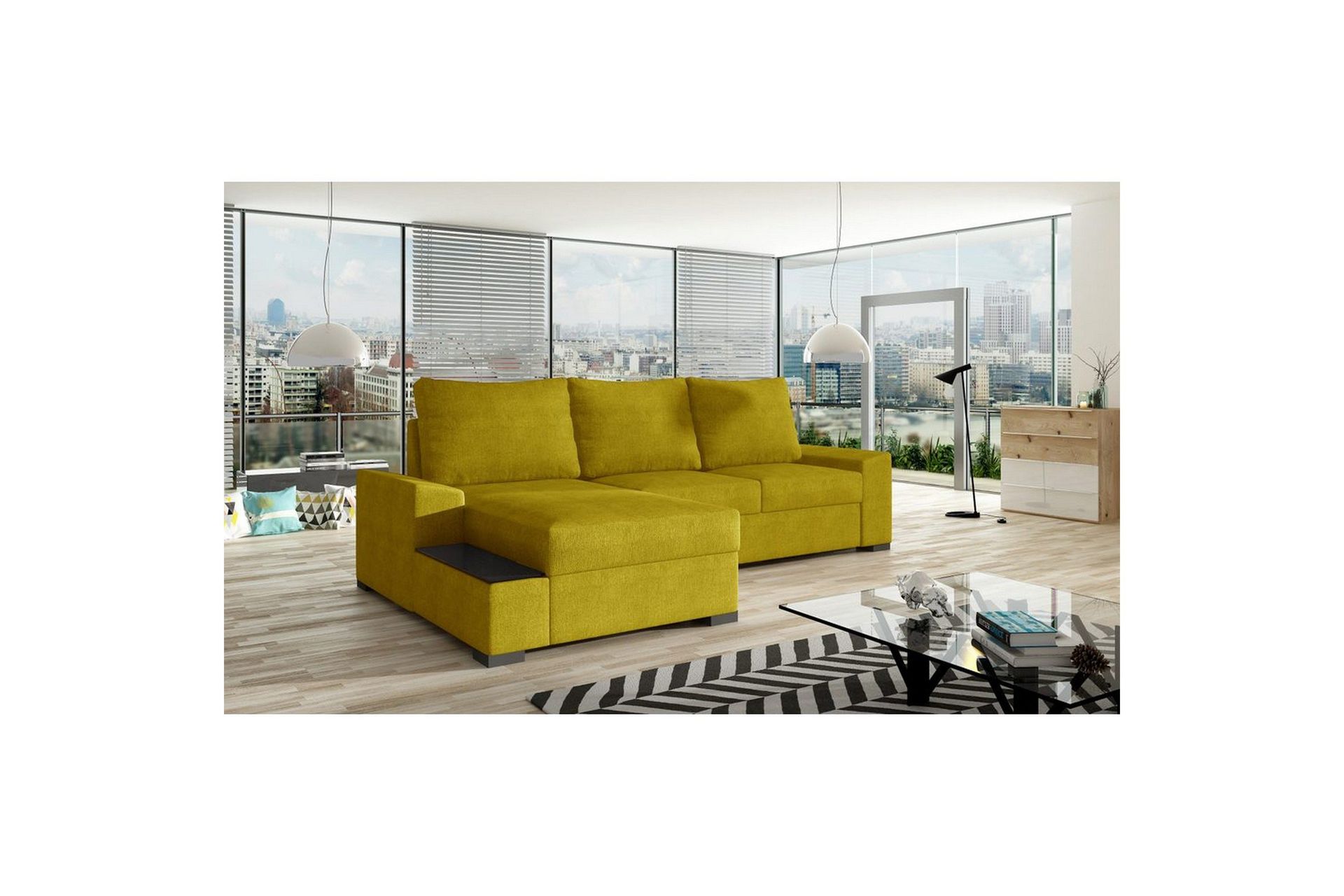 Seksjon Eltap Negro 245x165x90 cm - Omega 68, Gul, Venstre