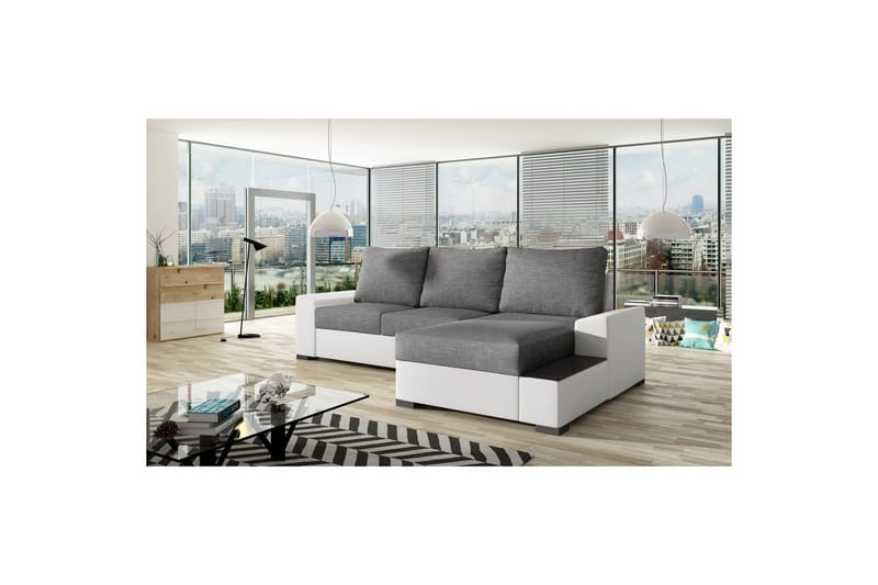 Seksjon Eltap Negro 245x165x90 cm - Sawana 05, Soft 17, Grå, Hvit, Høyre - Møbler - Sofaer - Sovesofaer