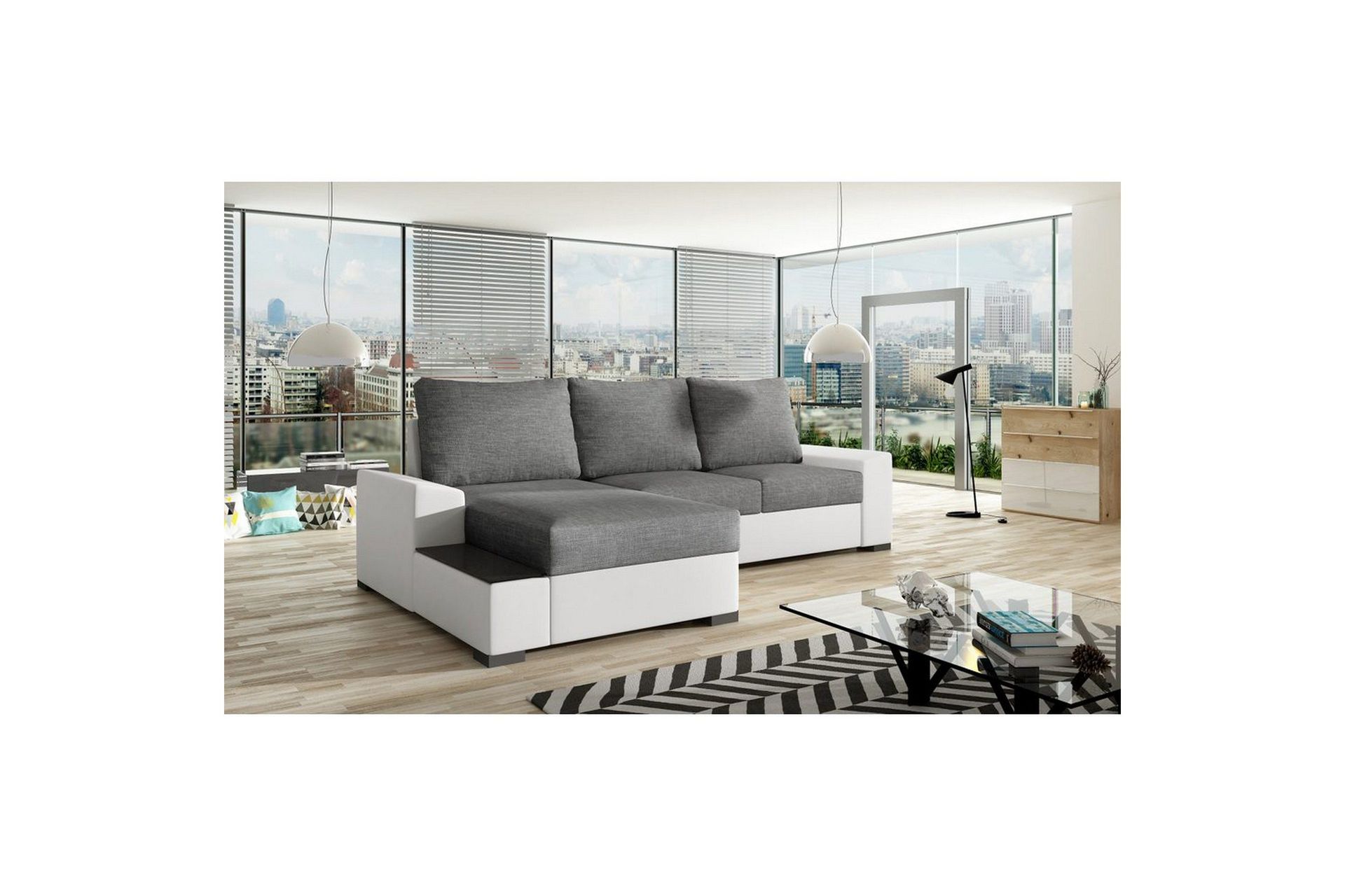 Seksjon Eltap Negro 245x165x90 cm - Sawana 05, Soft 17, Grå, Hvit, Venstre