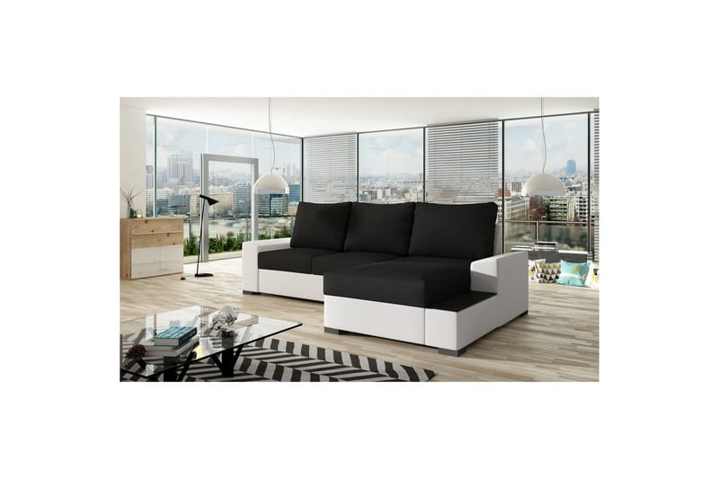 Seksjon Eltap Negro 245x165x90 cm - Sawana 14, Soft 17, Svart, Hvit, Høyre - Møbler - Sofaer - Sovesofaer