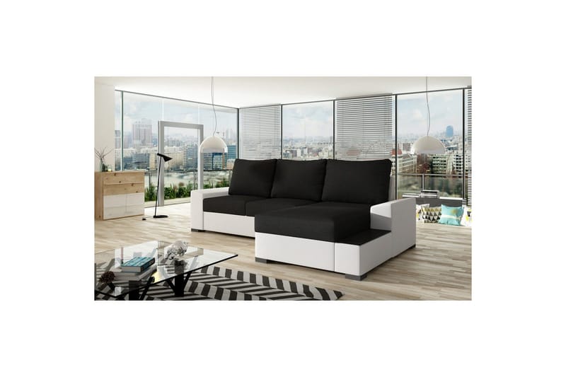 Seksjon Eltap Negro 245x165x90 cm - Sawana 14, Soft 17, Svart, Hvit, Høyre - Møbler - Sofaer - Sovesofaer