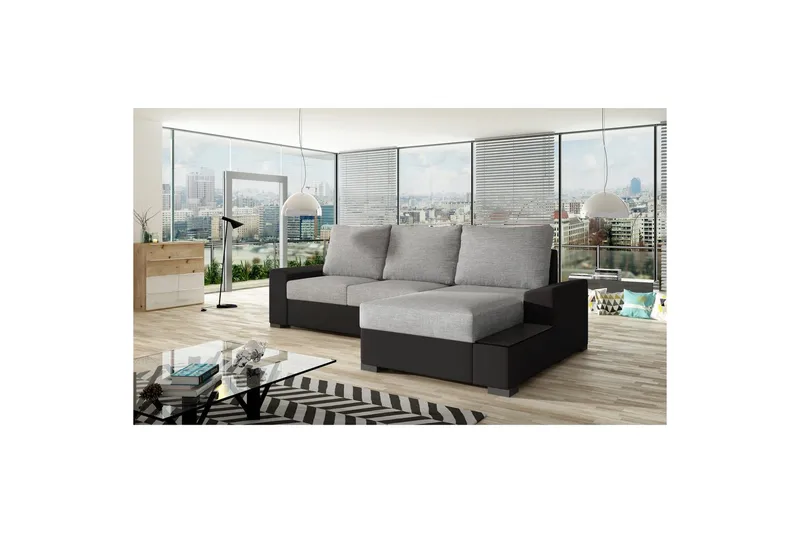 Seksjon Eltap Negro 245x165x90 cm - Sawana 21, Soft 11, Grå, Svart, Høyre - Møbler - Sofaer - Sovesofaer