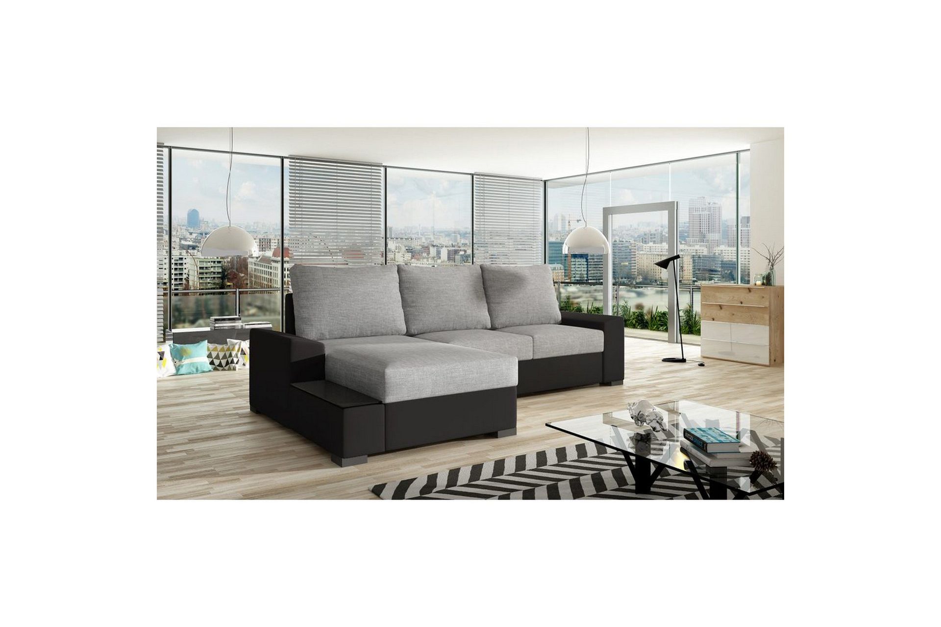 Seksjon Eltap Negro 245x165x90 cm - Sawana 21, Soft 11, Grå, Svart, Venstre