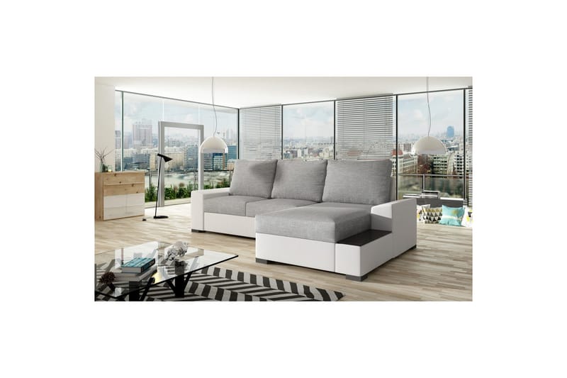 Seksjon Eltap Negro 245x165x90 cm - Sawana 21, Soft 17, Grå, Hvit, Høyre - Møbler - Sofaer - Sovesofaer