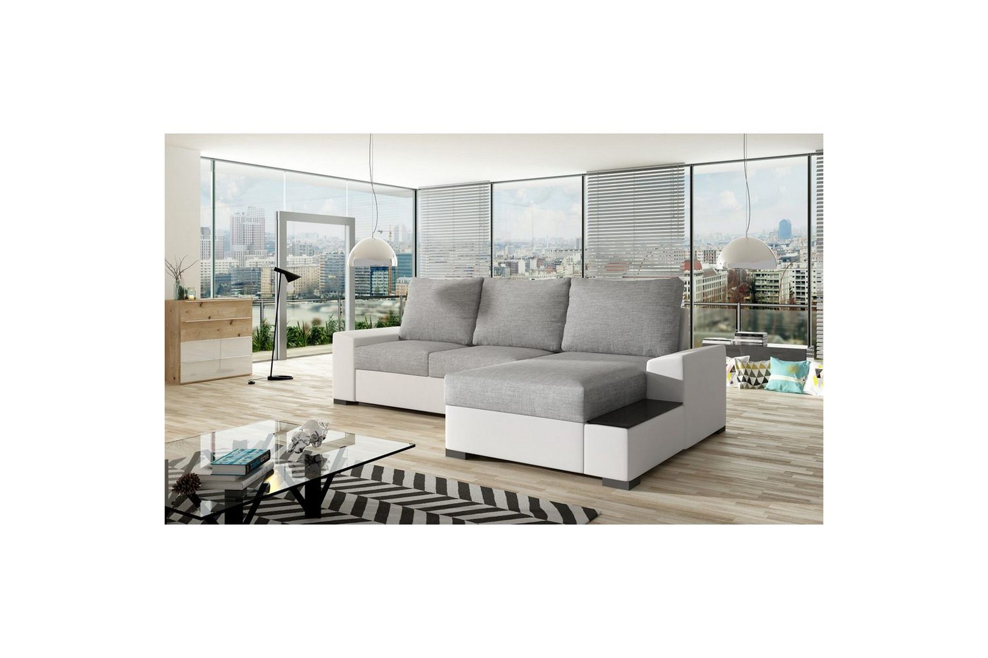 Seksjon Eltap Negro 245x165x90 cm - Sawana 21, Soft 17, Grå, Hvit, Høyre