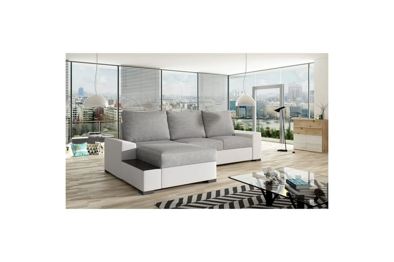 Seksjon Eltap Negro 245x165x90 cm - Sawana 21, Soft 17, Grå, Hvit, Venstre - Møbler - Sofaer - Sovesofaer