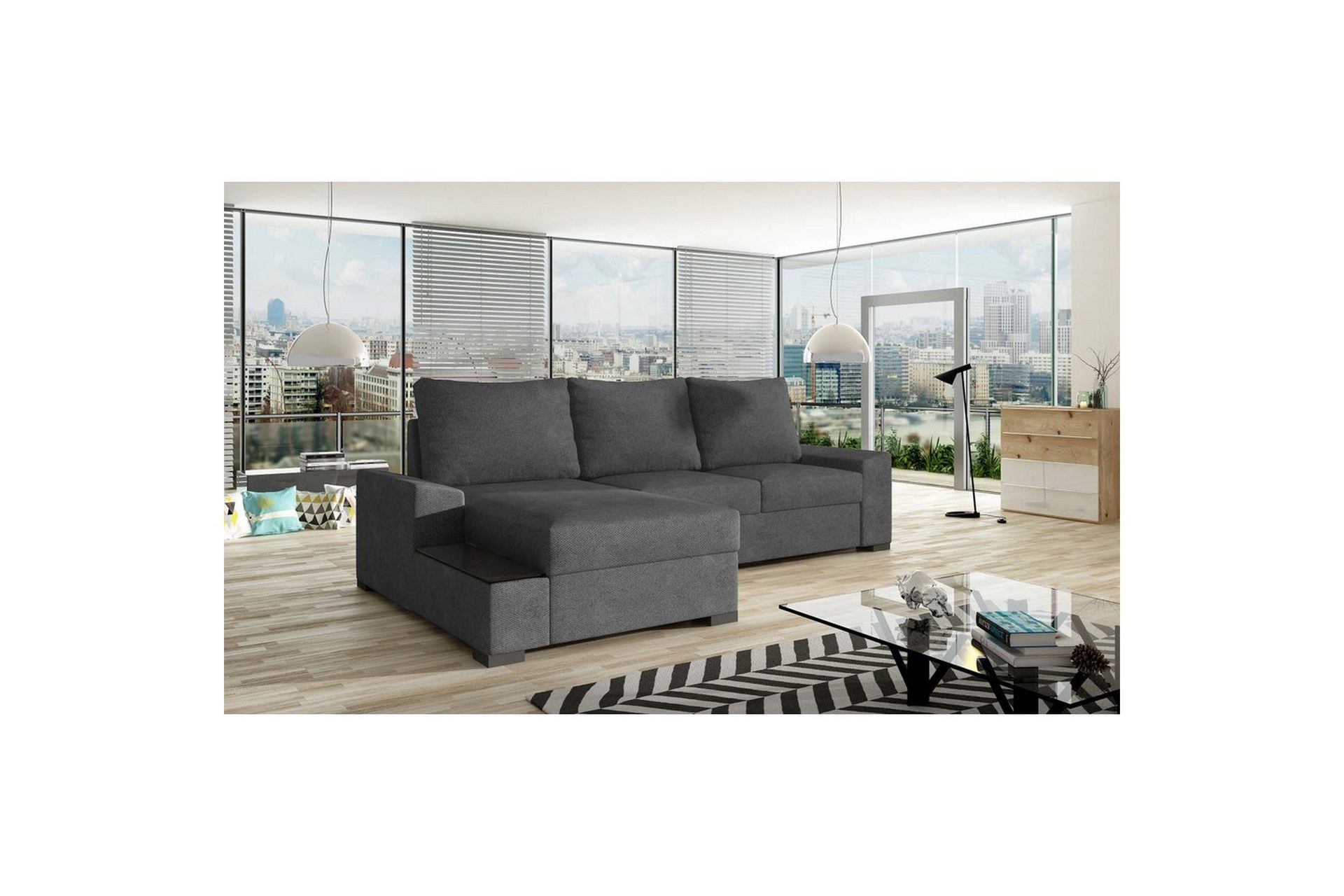 Seksjon Eltap Negro 245x165x90 cm - Soro 93, Grå, Venstre