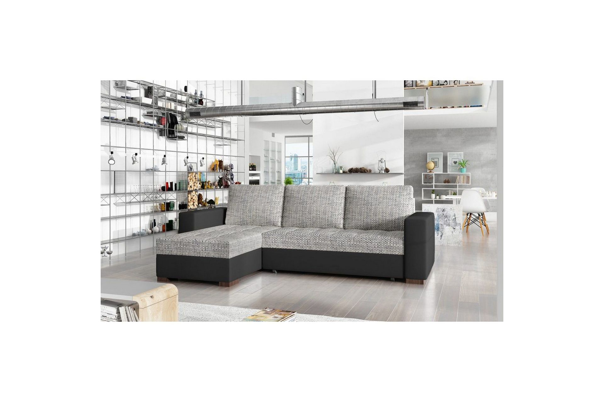 Seksjon Eltap Newark 237x150x90 cm - Berlin 01, Soft 11, Grå, Svart