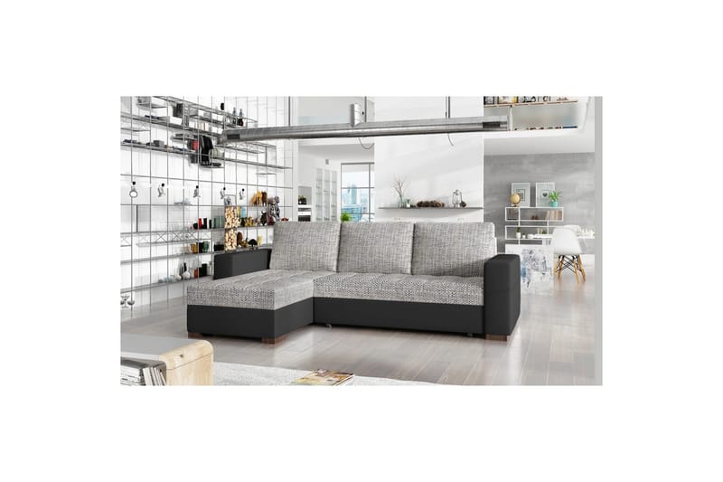 Seksjon Eltap Newark 237x150x90 cm - Berlin 01, Soft 11, Grå, Svart - Møbler - Sofaer - Sovesofaer