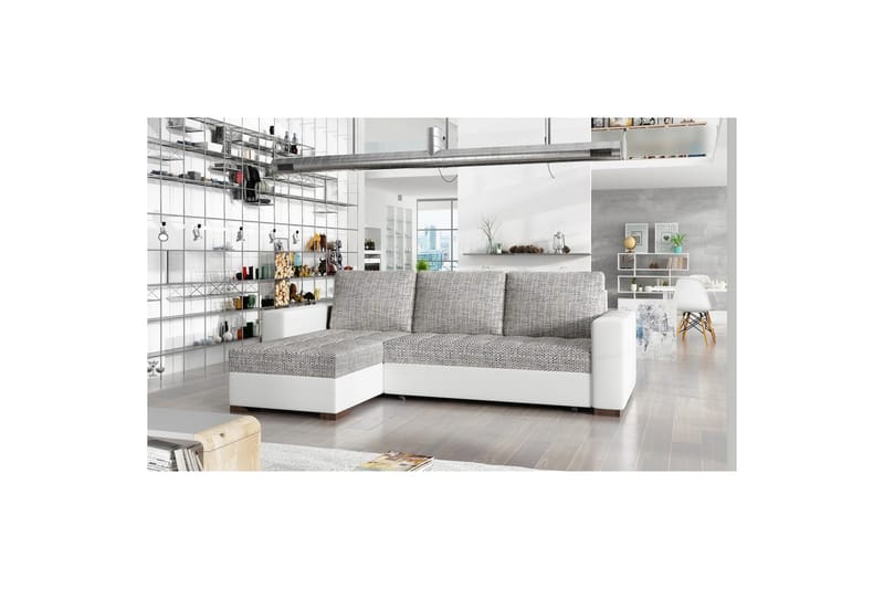 Seksjon Eltap Newark 237x150x90 cm - Berlin 01, Soft 17, Grå, Hvit - Møbler - Sofaer - Sovesofaer