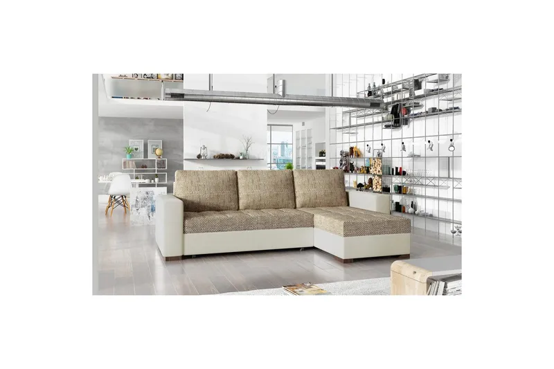 Seksjon Eltap Newark 237x150x90 cm - Berlin 03, Soft 33, Beige - Møbler - Sofaer - Sovesofaer
