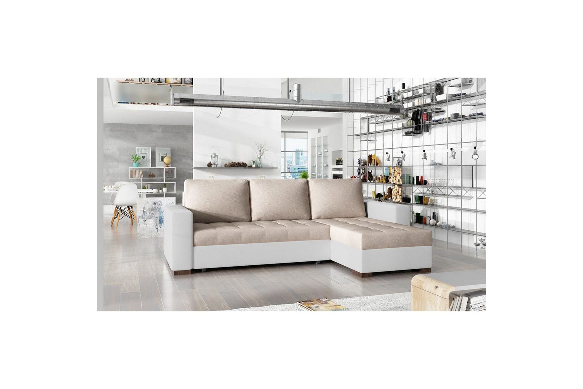 Seksjon Eltap Newark 237x150x90 cm - Dora 21, Soft 17, Beige, Hvit