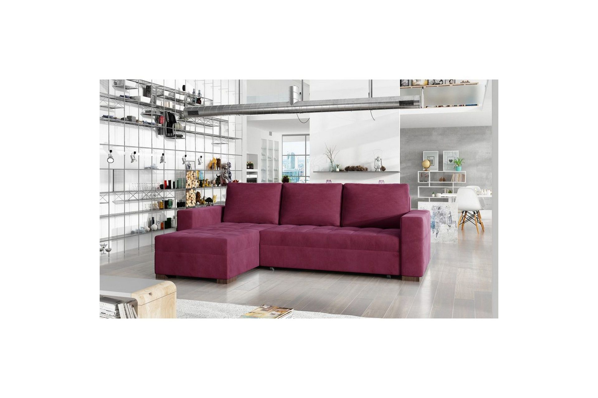 Seksjon Eltap Newark 237x150x90 cm - Mat Velvet 68, Rød