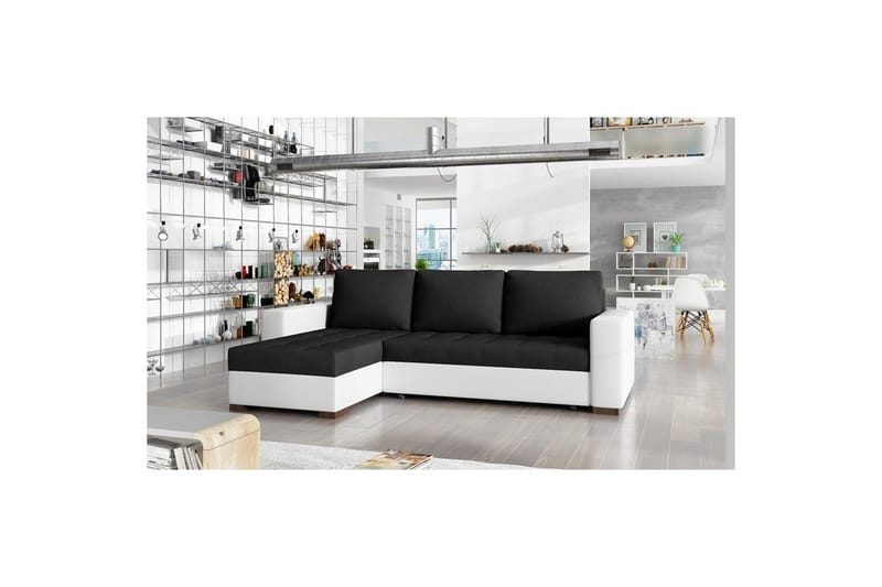 Seksjon Eltap Newark 237x150x90 cm - Sawana 14, Soft 17, Svart, Hvit - Møbler - Sofaer - Sovesofaer