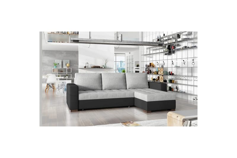 Seksjon Eltap Newark 237x150x90 cm - Sawana 21, Soft 11, Grå, Svart - Møbler - Sofaer - Sovesofaer