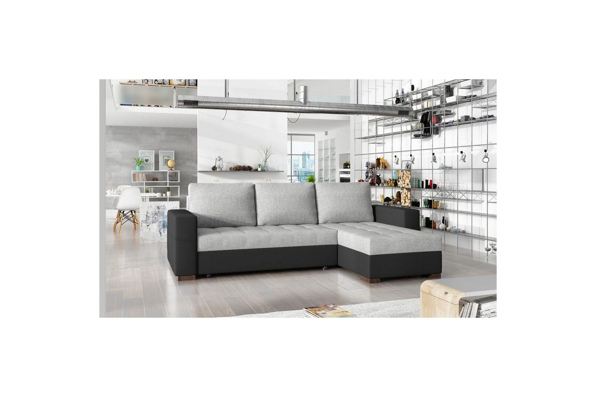 Seksjon Eltap Newark 237x150x90 cm - Sawana 21, Soft 11, Grå, Svart