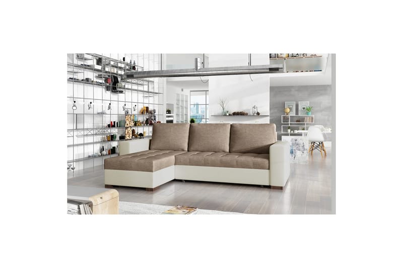 Seksjon Eltap Newark 237x150x90 cm - Sawana 25, Soft 33, Brun, Beige - Møbler - Sofaer - Sovesofaer