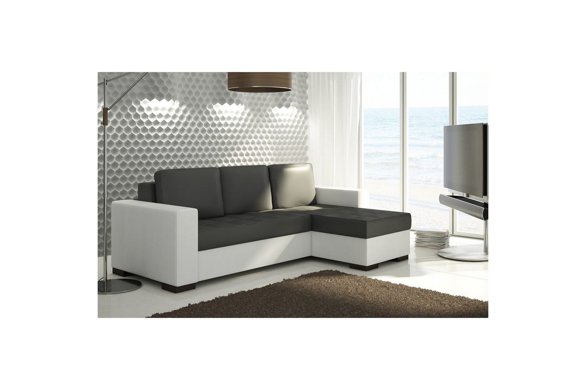 Seksjon Eltap Newark 237x150x90 cm - Soft 11, Soft 17, Svart, Hvit