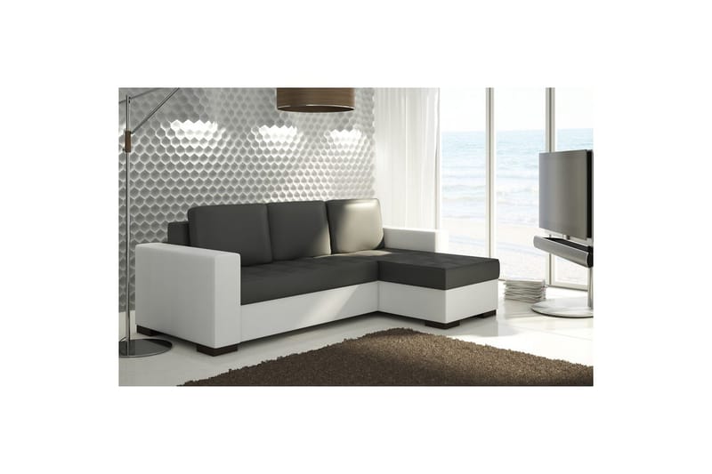 Seksjon Eltap Newark 237x150x90 cm, Soft 11, Soft 17, Svart, Hvit