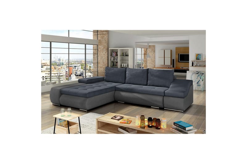 Seksjon Eltap Ontario 295x200x82 cm - Soro 76, Soro 93, Blå, Grå, Venstre - Møbler - Sofaer - Sovesofaer