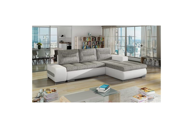 Seksjon Eltap Ottavio 275x180x85 cm - Berlin 01, Soft 17, Grå, Hvit, Høyre - Møbler - Sofaer - Sovesofaer
