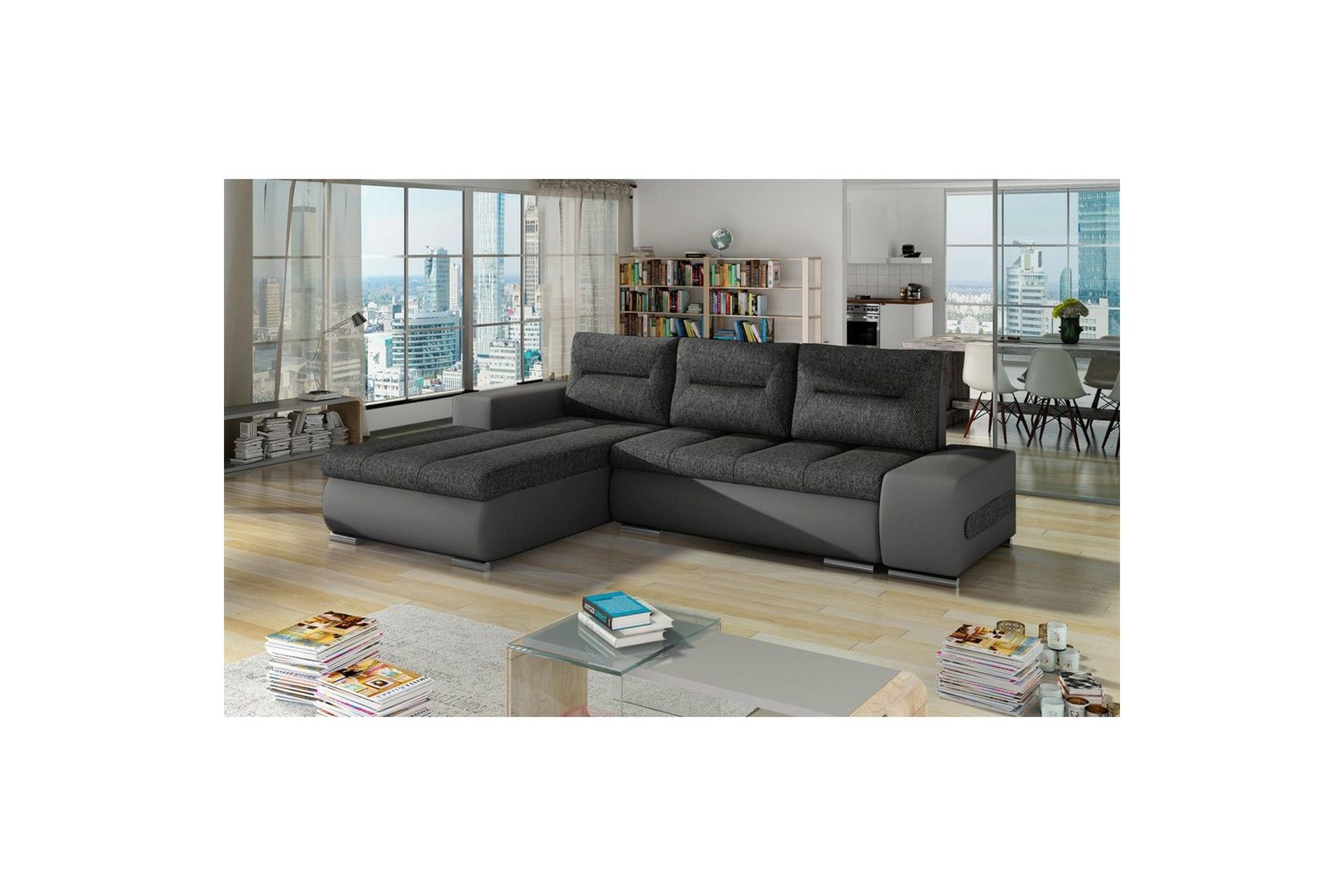 Seksjon Eltap Ottavio 275x180x85 cm - Inari 96, Soft 29, Mørk Grå, Grå, Venstre