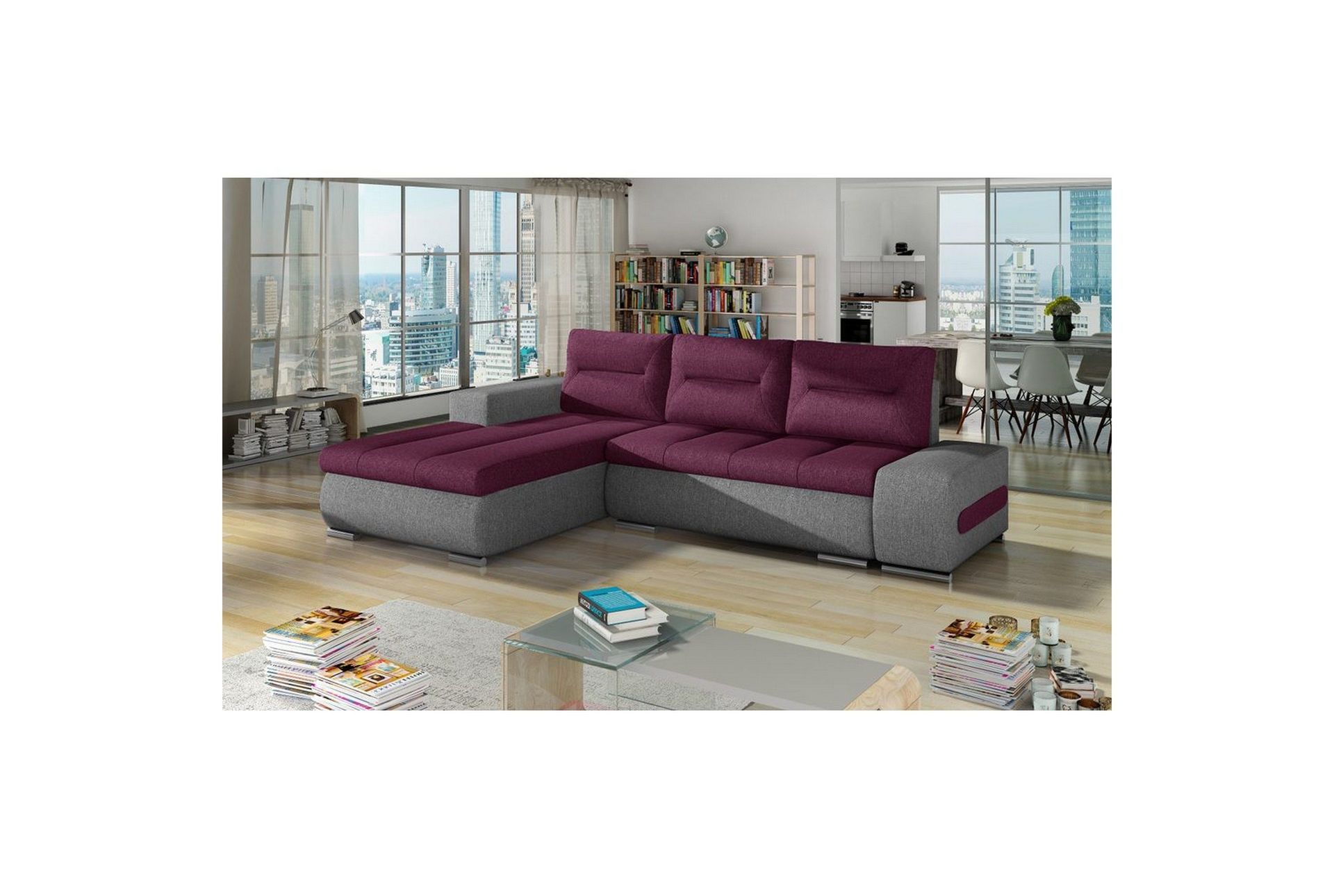 Seksjon Eltap Ottavio 275x180x85 cm - Lars 68, Lars 98, Lilla, Grå, Venstre