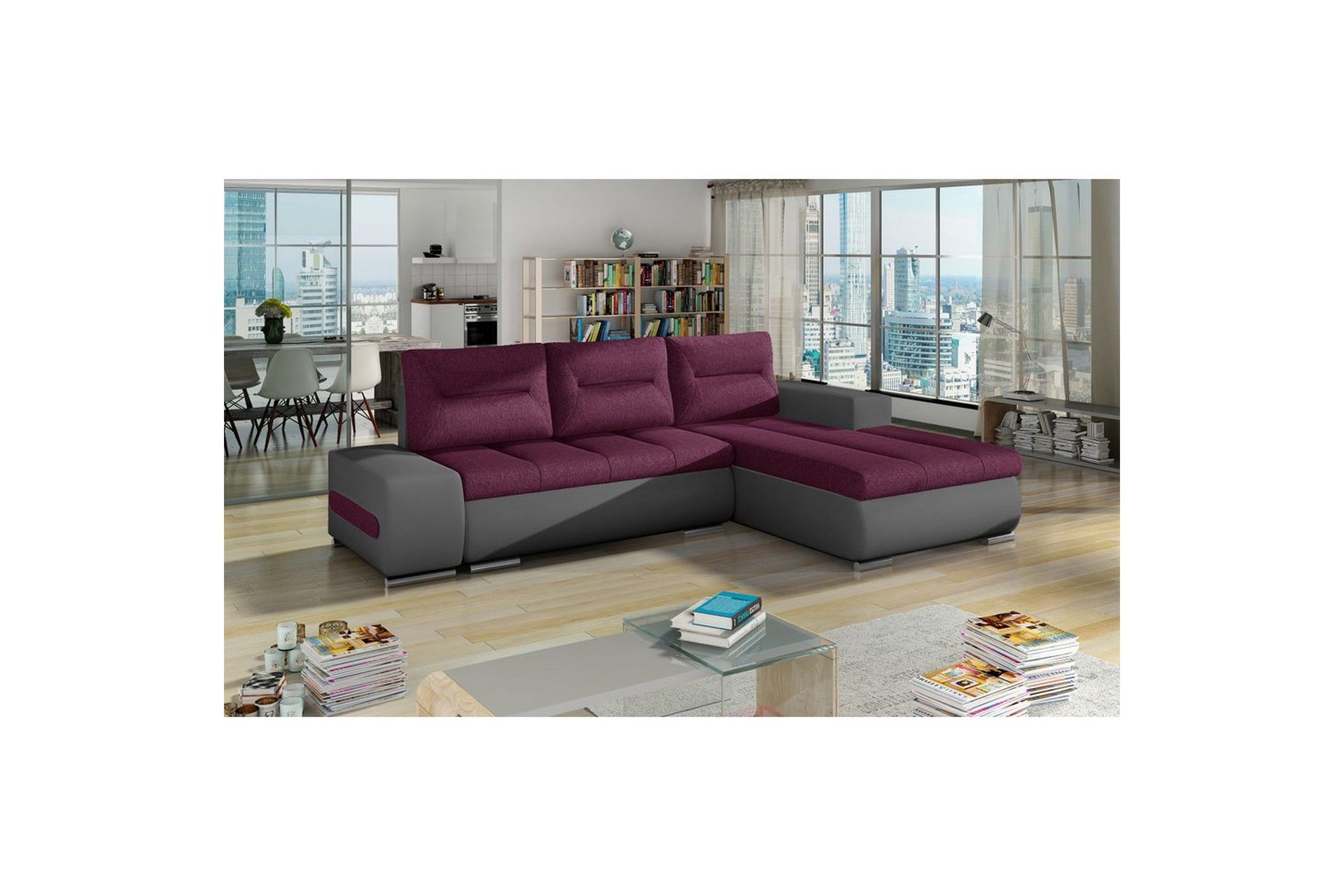 Seksjon Eltap Ottavio 275x180x85 cm - Lars 68, Soft 29, Lilla, Grå, Høyre
