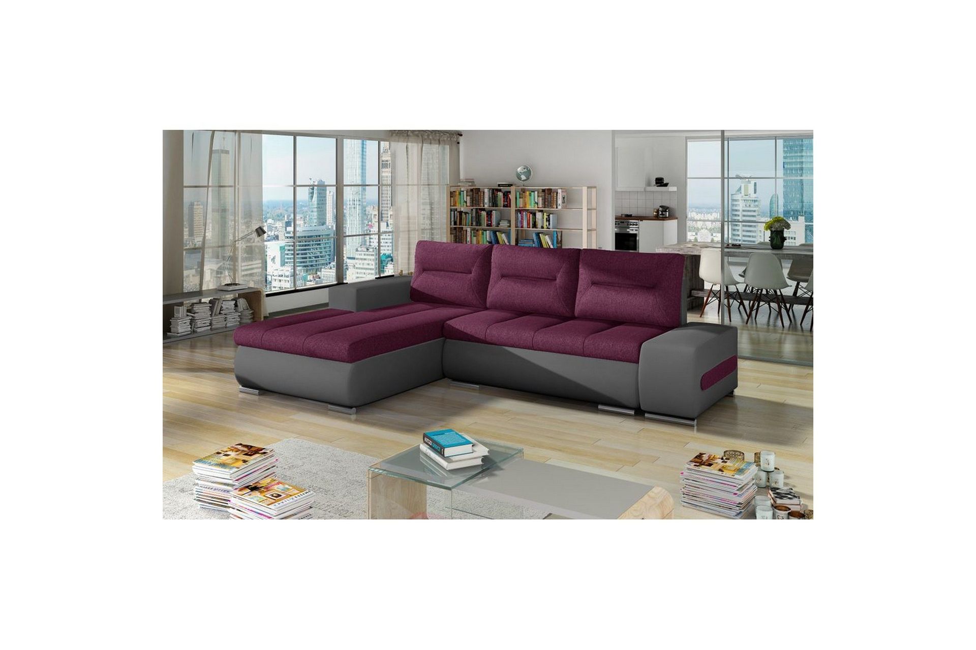 Seksjon Eltap Ottavio 275x180x85 cm - Lars 68, Soft 29, Lilla, Grå, Venstre