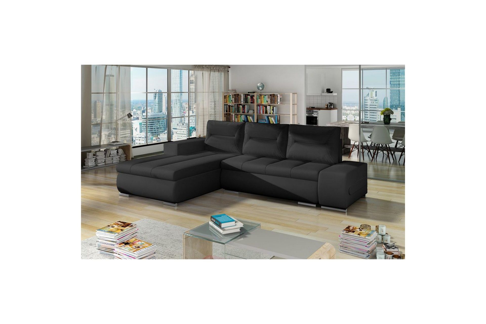 Seksjon Eltap Ottavio 275x180x85 cm - Soft 11, Svart, Venstre