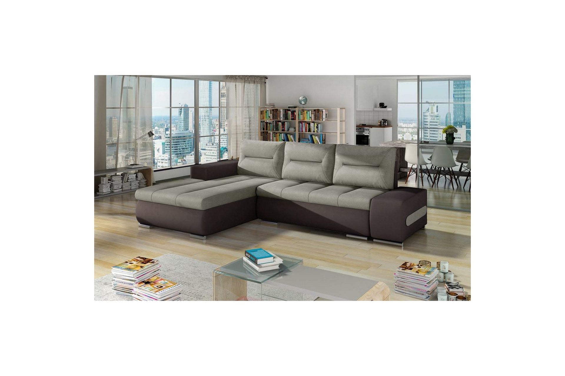 Seksjon Eltap Ottavio 275x180x85 cm - Soro 13, Soft 66, Beige, Mørk Brun, Venstre