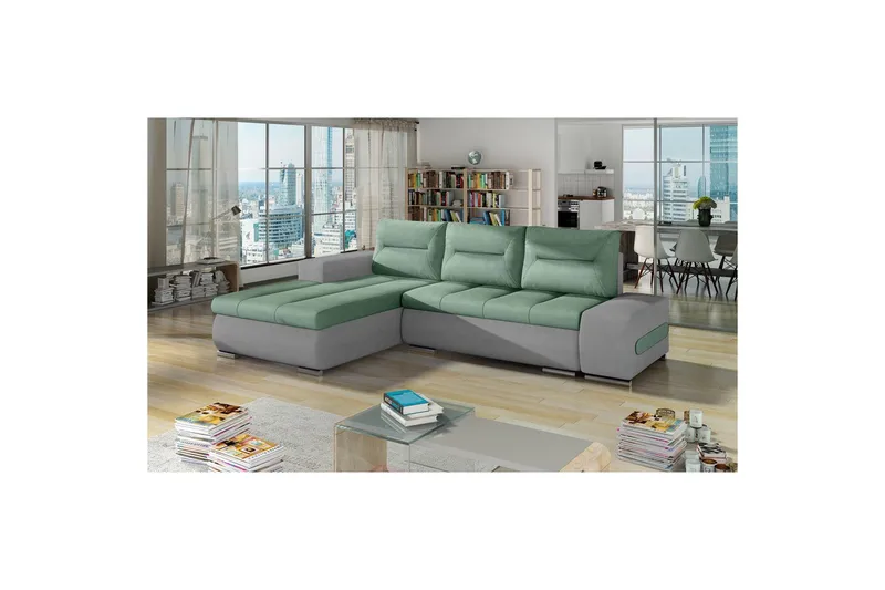 Seksjon Eltap Ottavio 275x180x85 cm - Soro 34, Soro 83, Grønn, Hvit, Venstre - Møbler - Sofaer - Sovesofaer