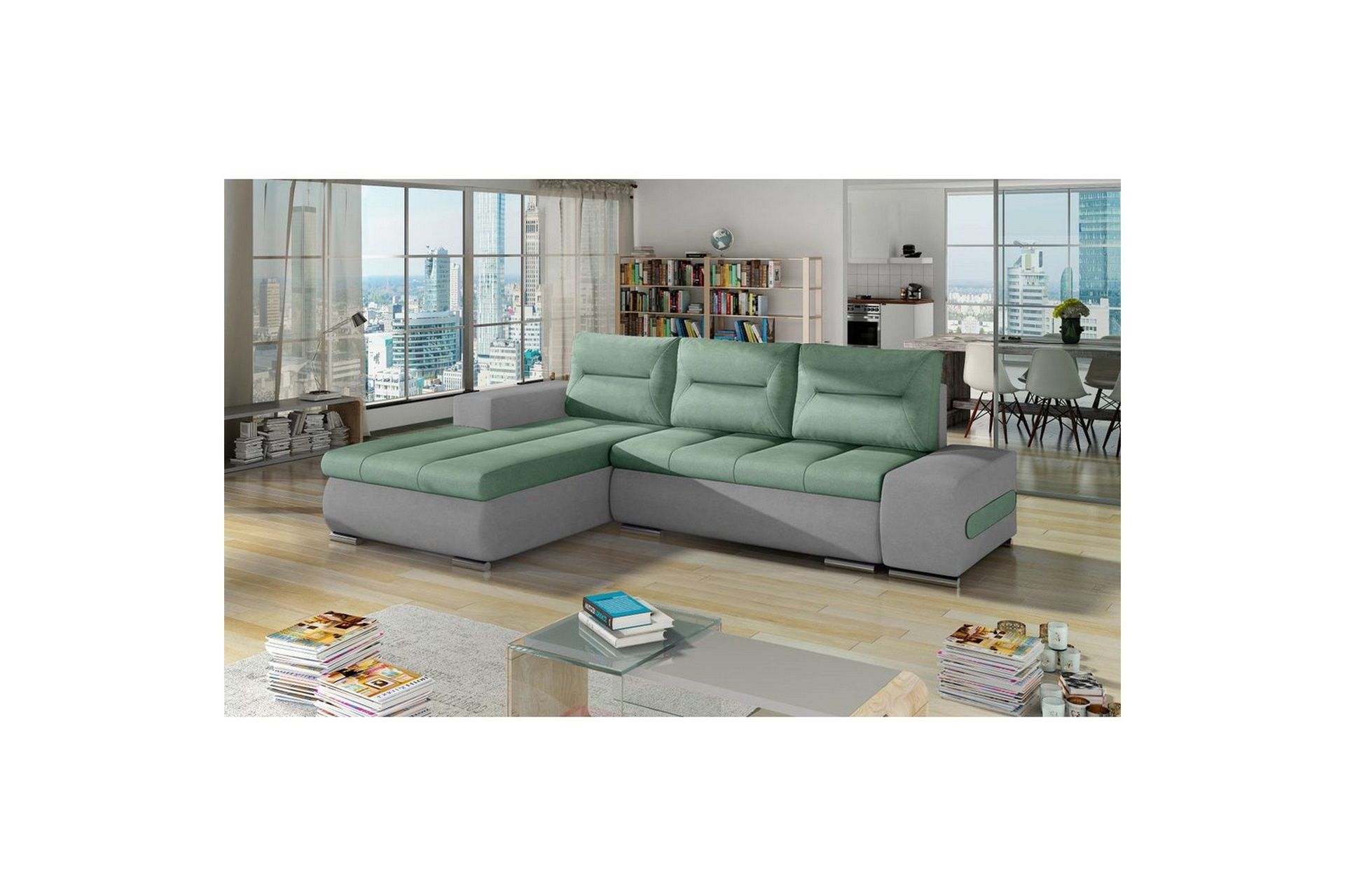 Seksjon Eltap Ottavio 275x180x85 cm - Soro 34, Soro 83, Grønn, Hvit, Venstre