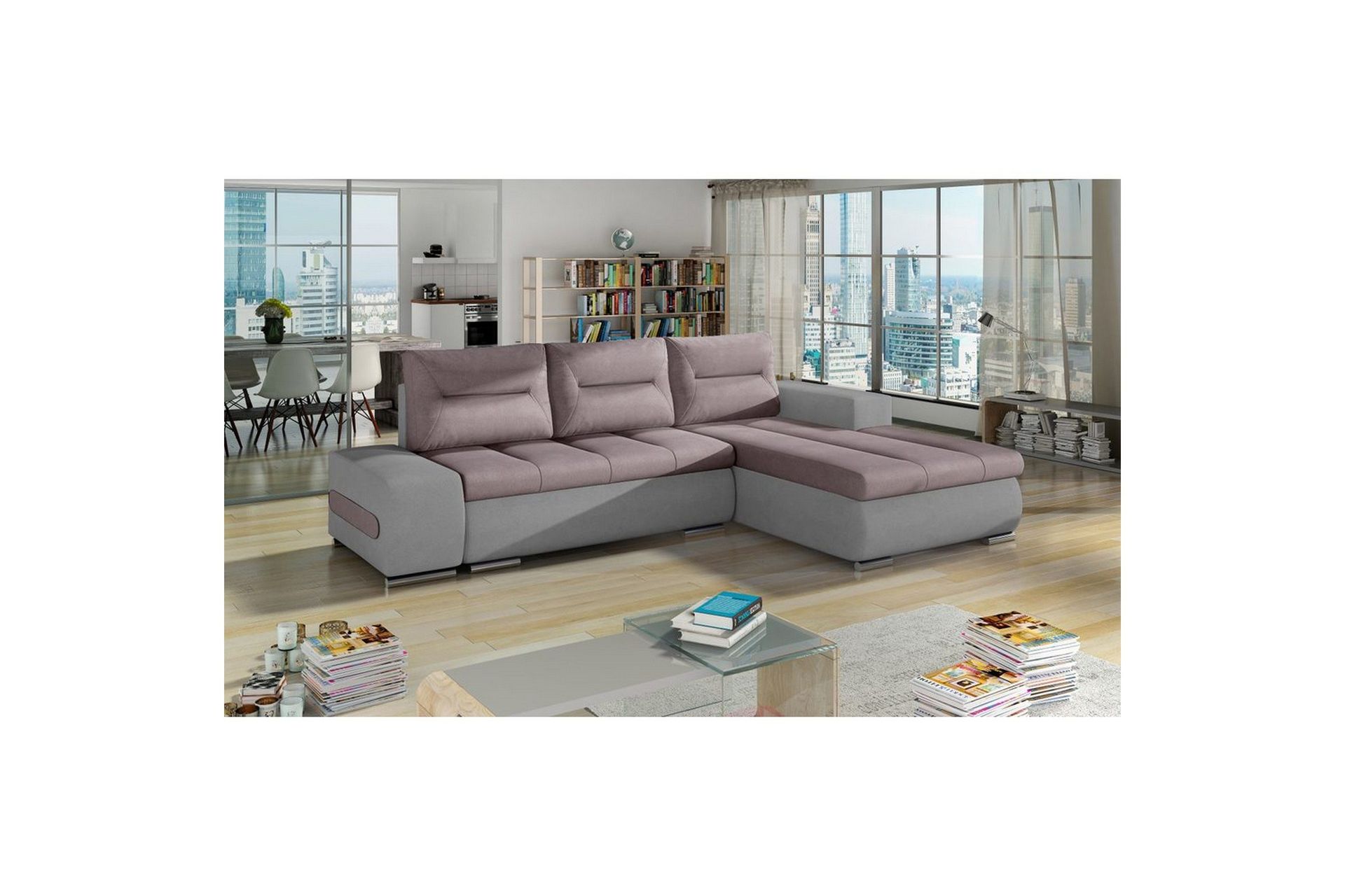 Seksjon Eltap Ottavio 275x180x85 cm - Soro 61, Soro 83, Rosa, Hvit, Høyre